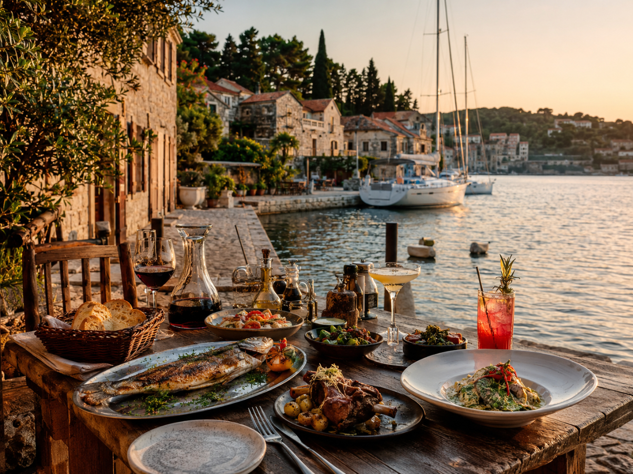 From rustic waterfront konobas to polished island dining, Croatia’s gastro sailing scene invites guests to savour grilled fish, local wine and refined Adriatic flavours against a golden-hour backdrop of stone villages, calm bays and anchored yachts.